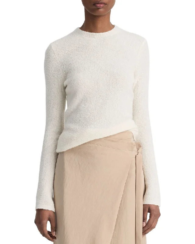 Vince Soft Boucle Crew Silk & Cashmere-Blend Top