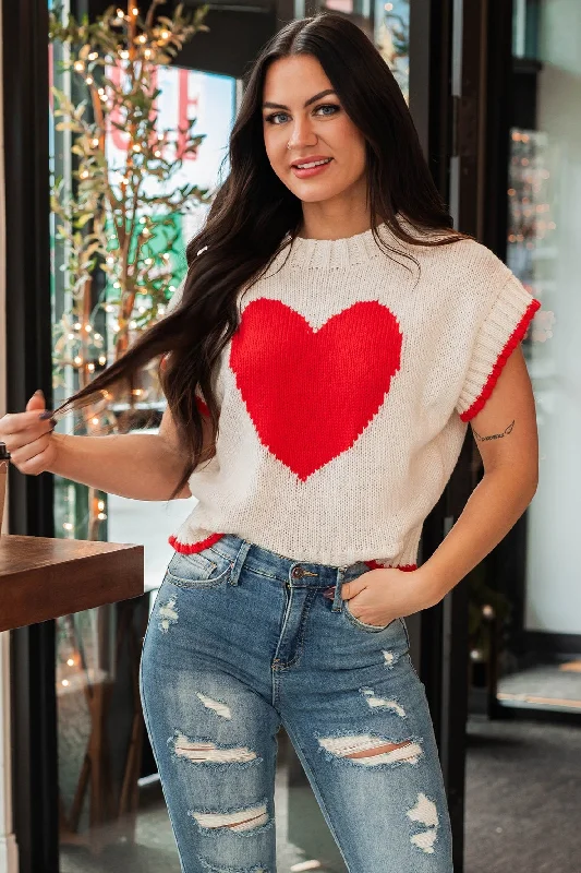 Following My Heart Short Sleeve Sweater (Ivory)