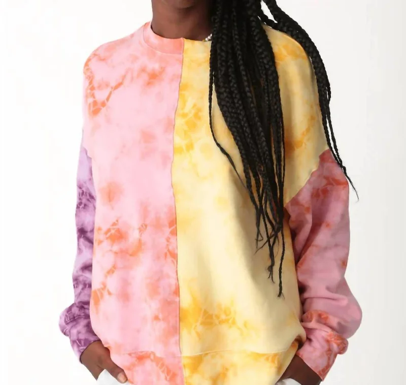 Bhodi Patchwork Sweatshirt In Pink/citrus