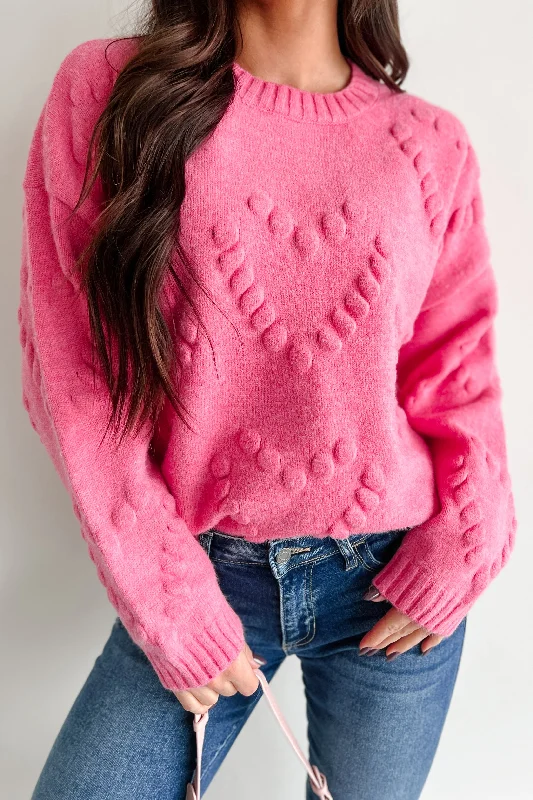 Heart Belongs To You Bubble Heart Sweater (Bubble Gum Pink)