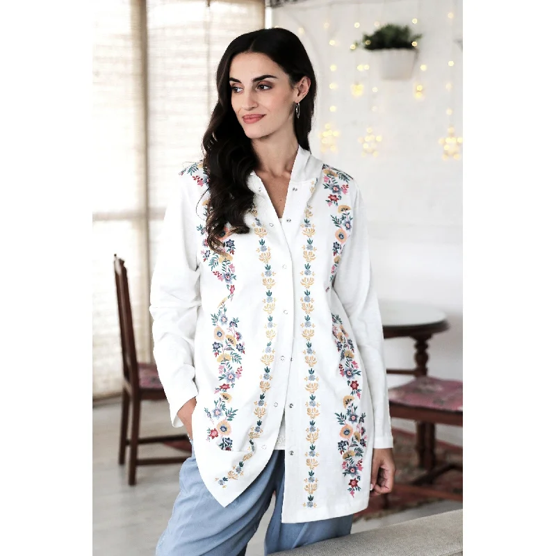 Novica Handmade Spring Paradise Embroidered Cotton Hoodie