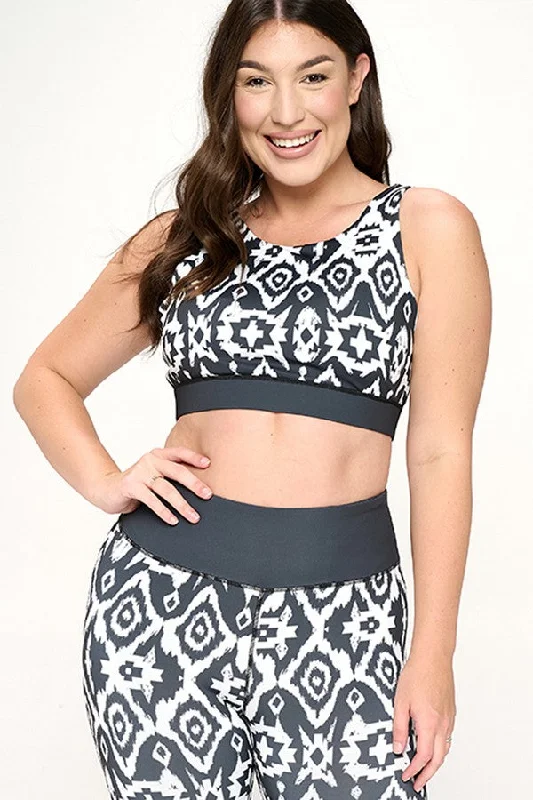 Plus Size Mandala Tribal Print Active Sports Bra