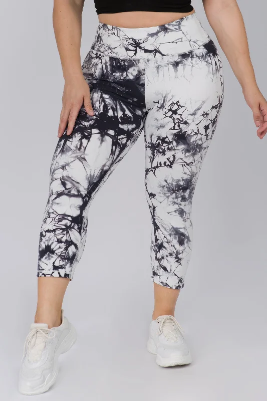 Plus Size Wild and Free Tie-Dye Print Active Capri Leggings