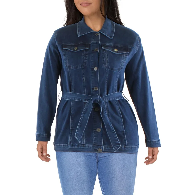 Rubberband Jeans Womens Modern Fit Belted Denim Jacket