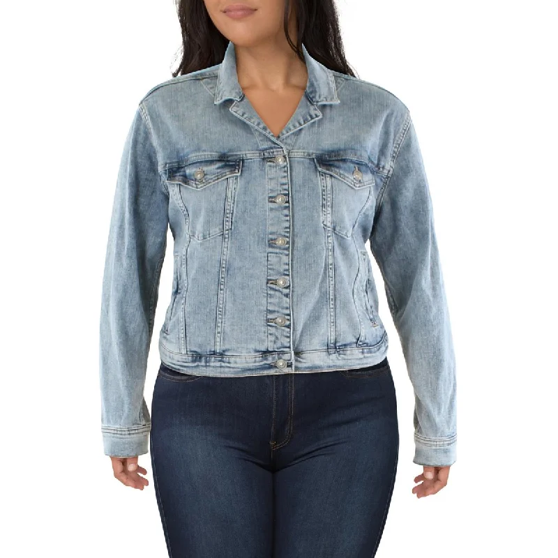 Silver Jeans Co. Womens Plus Fitted Jean Denim Jacket