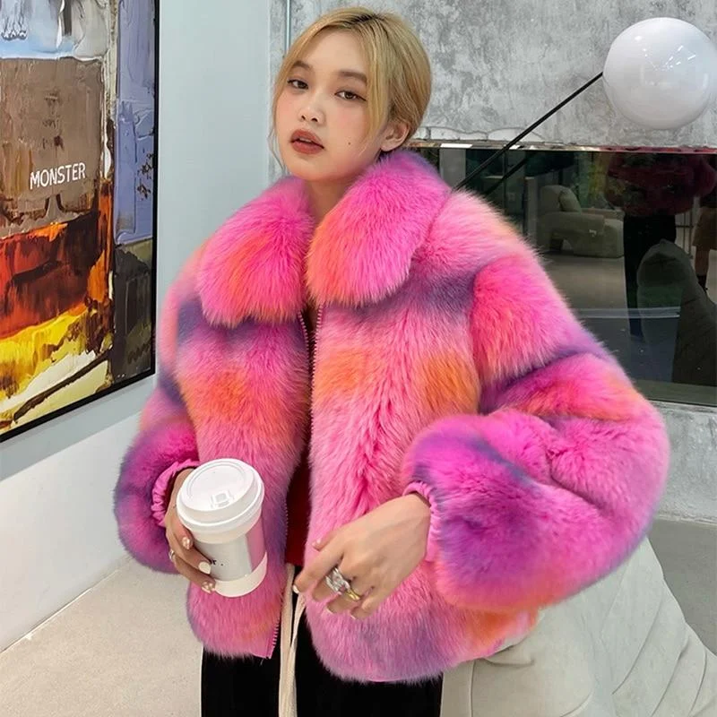 Winter Luxury Lady Women's Thick Warm Natural Fur Full Pelt Coats & Jackets