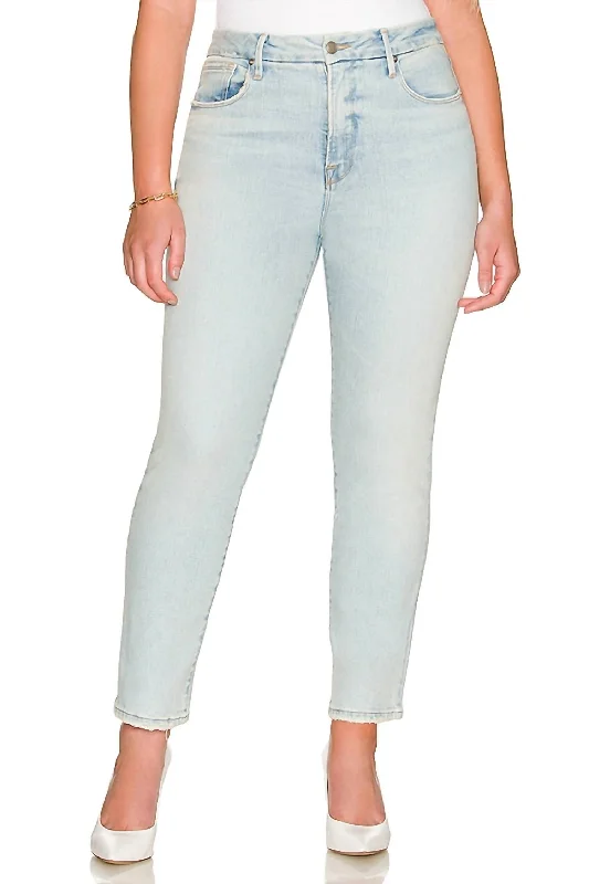 Classic Fray Hem High Waist Skinny Jeans In Indigo038