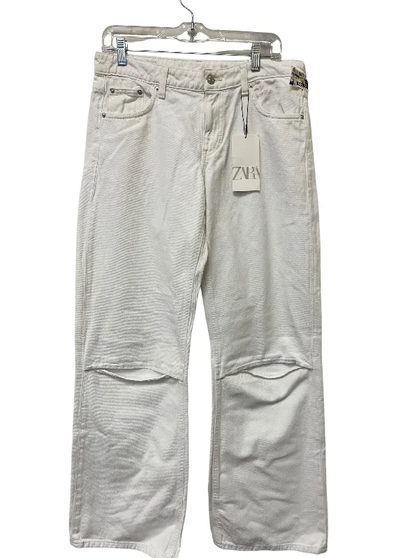 Jeans Straight By Zara In White Denim, Size: 6