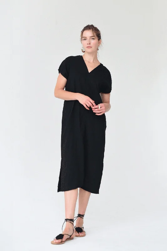 M.PATMOS Toby V Neck Dress - Black