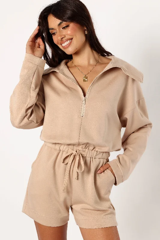 Peri Sweater Romper - Tan