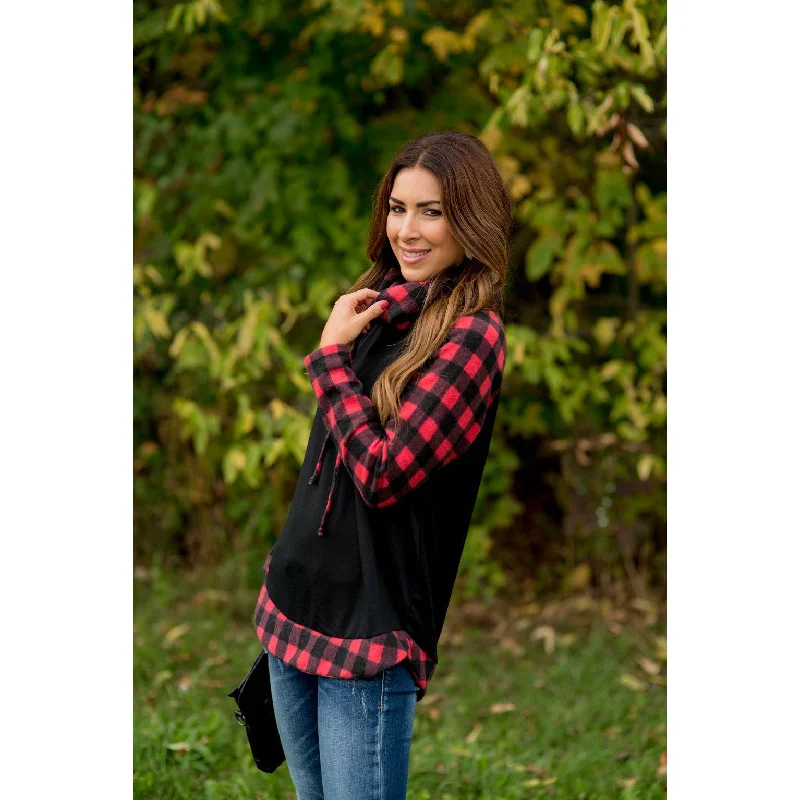 Buffalo Check Cowl Neck Long Tee