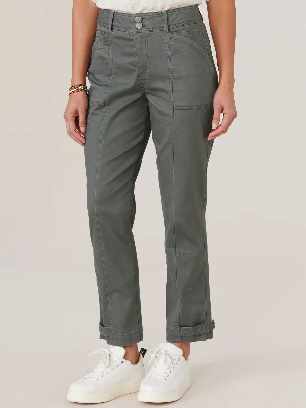 "Ab"solution High Rise Tapered Utility Pant with Snap Hem