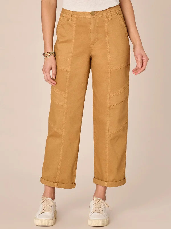 "Ab"solution Relaxed Straight Leg Utility Petite Pants with Roll Cuff