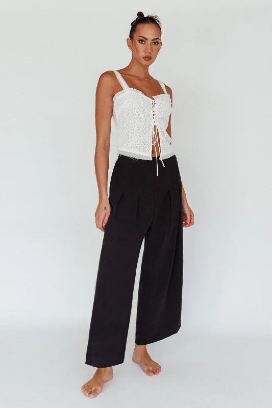 Backstage Pleated Wide Leg Pants Black