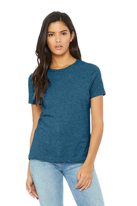 Bella + Canvas Womens CVC Short Sleeve Crewneck T-Shirt - Heather Deep Teal Blue