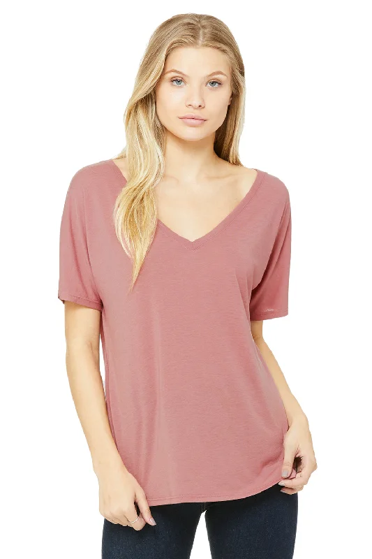 Bella + Canvas Womens Slouchy Short Sleeve V-Neck T-Shirt - Mauve