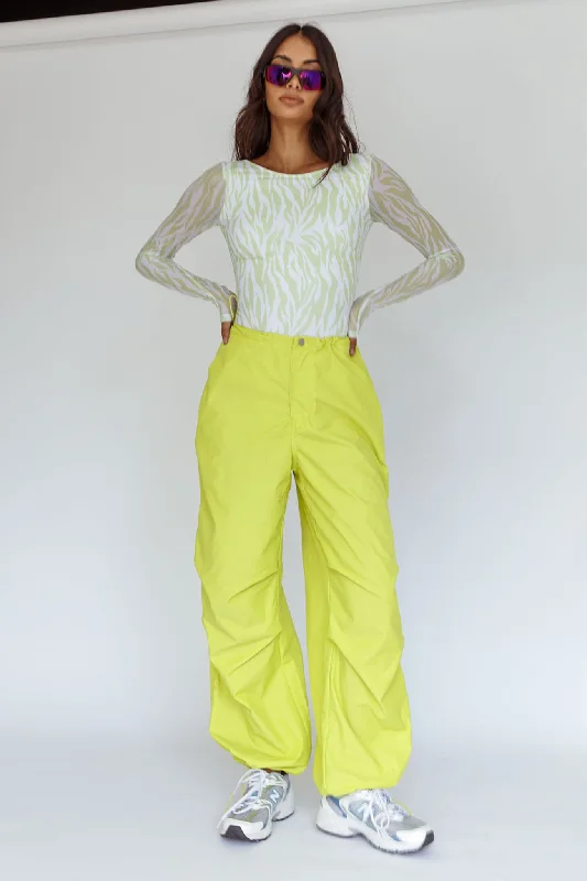 Break Dance Wide Leg Drawstring Pants Lime