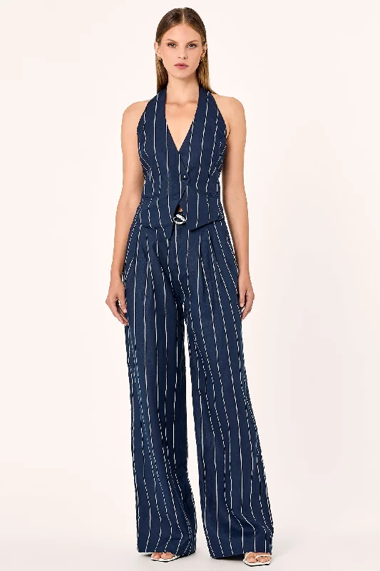 Calista Pant - Ink Milk Pinstripe