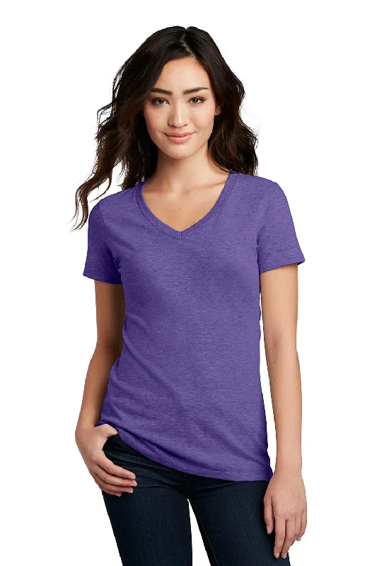 District Womens Perfect Blend Short Sleeve V-Neck T-Shirt - Heather Purple