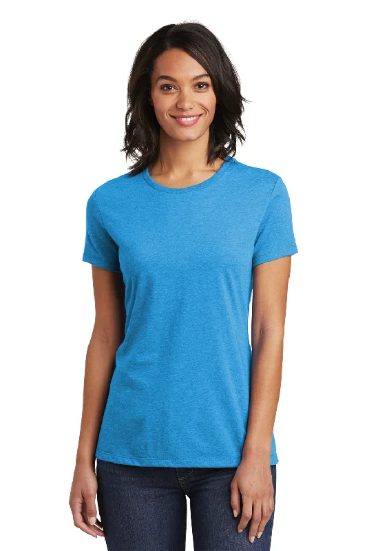 District Womens Very Important Short Sleeve Crewneck T-Shirt - Heather Bright Turquoise Blue