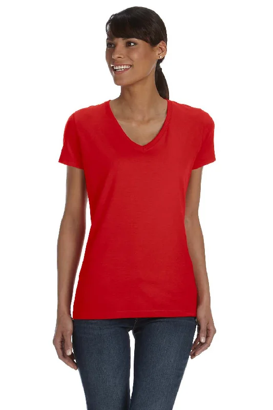 Fruit Of The Loom Womens HD Jersey Short Sleeve V-Neck T-Shirt - True Red