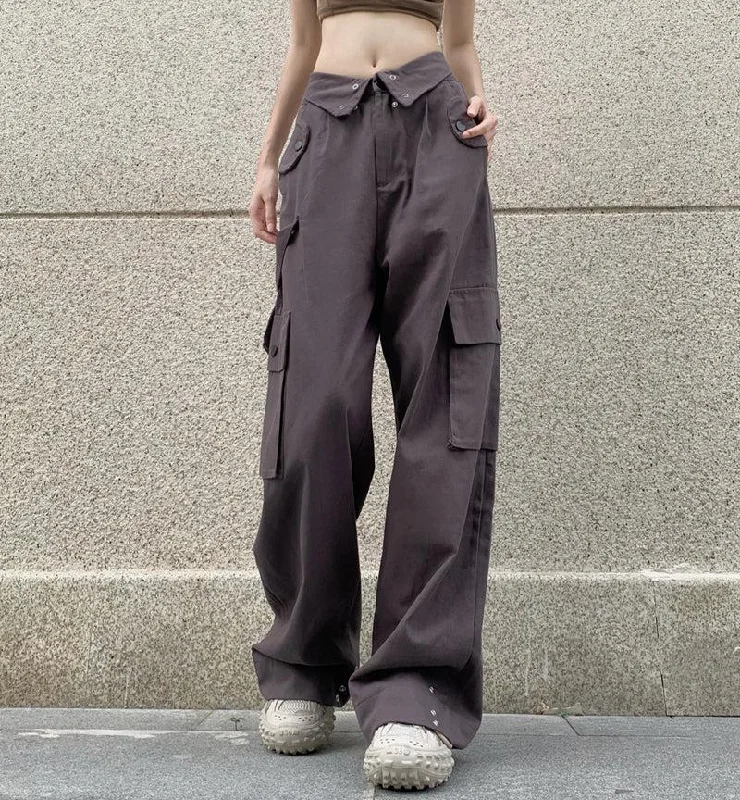 Casual Waist Folded Cargo Pants