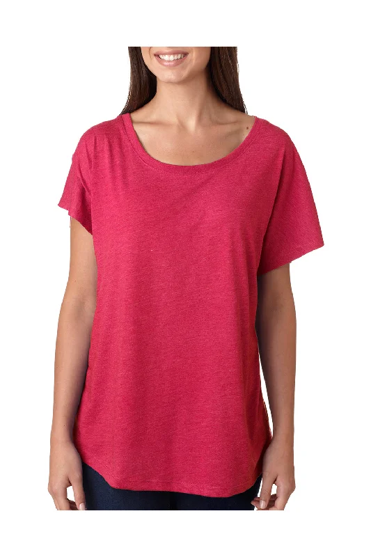 Next Level Womens Dolman Jersey Short Sleeve Scoop Neck T-Shirt - Vintage Shocking Pink - Closeout