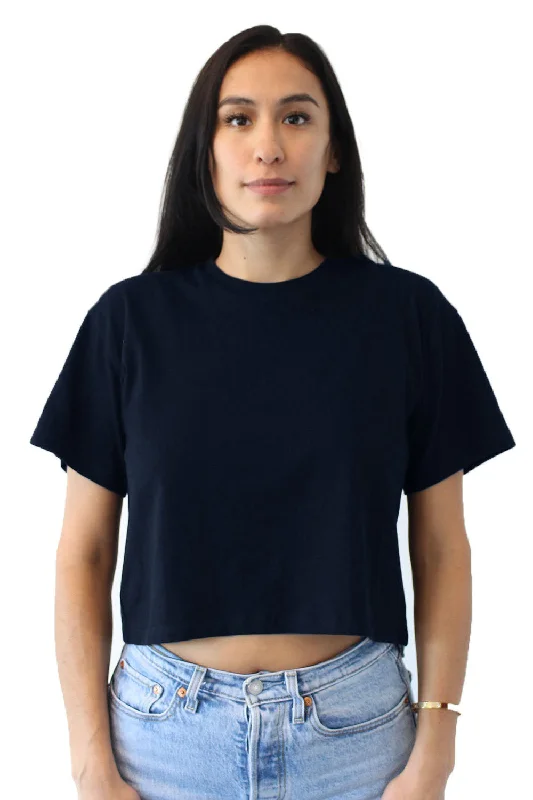 Next Level Womens Ideal Crop Short Sleeve Crewneck T-Shirt - Midnight Navy Blue