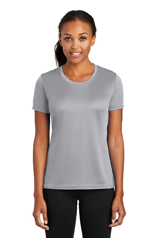 Port & Company Womens Dry Zone Performance Moisture Wicking Short Sleeve Crewneck T-Shirt - Silver Grey