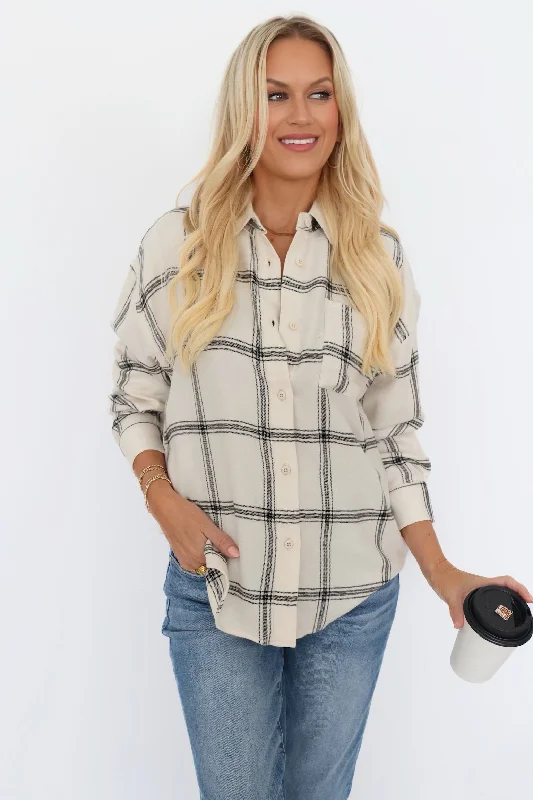 River Plaid Button Up - Sea Salt