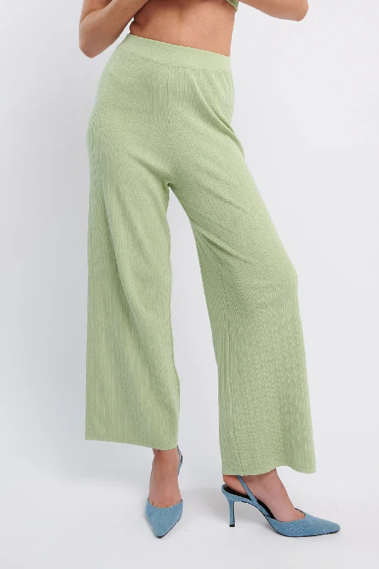 Rossana Long Knit Pants Sage