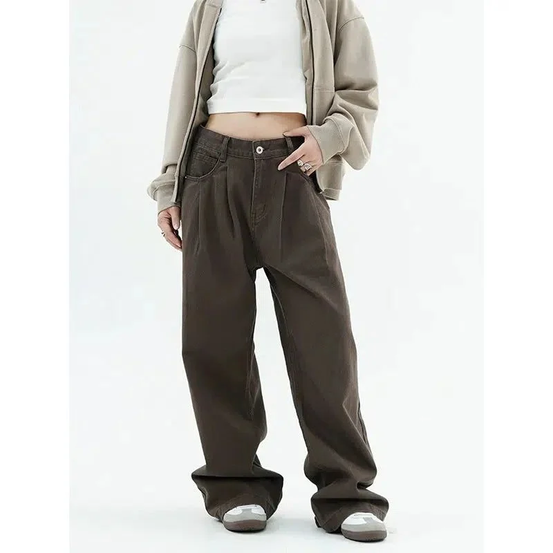 Slant Pocket Fold Pleated Pants