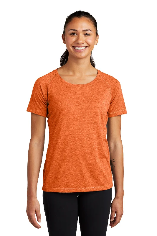 Sport-Tek Womens Moisture Wicking Short Sleeve Scoop Neck T-Shirt - Heather Deep Orange