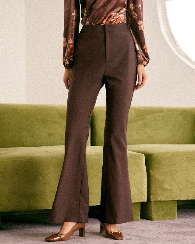 The Coffee Zip Fly High-waisted Flare Pants