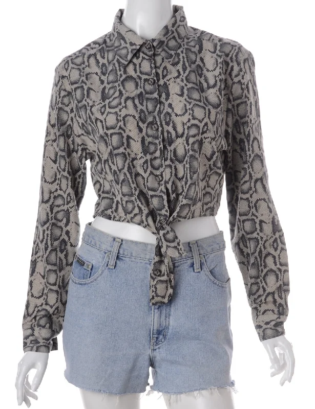 Label Jessie Cropped Patterned Shirt With Tie Front