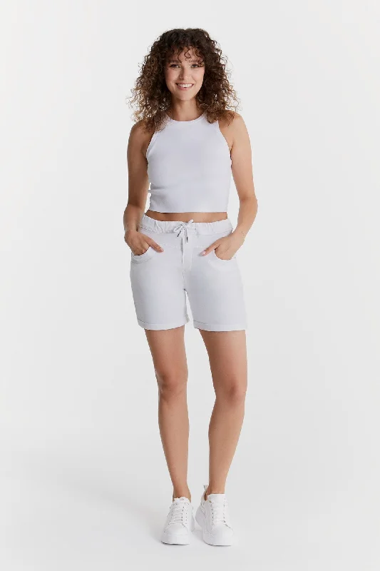 Anna Mid Waist Jogger Shorts White