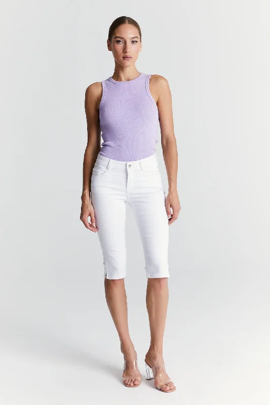 Karen Mid Waist 5 Pocket Capri White