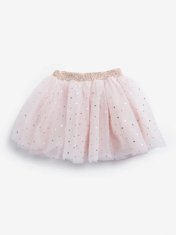 HOP Kids Pink Polka Dotted Flared Skirt